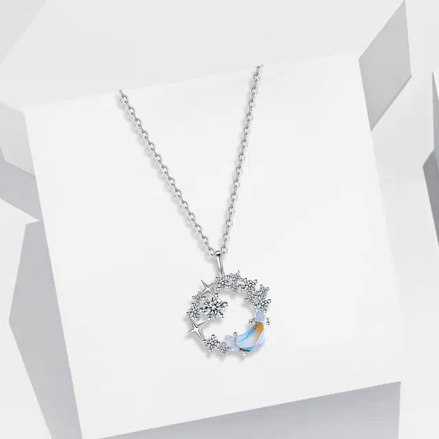 尚银福 梦幻星月 精致轻奢小清新甜美少女心 森系梦幻浪漫闪耀璀璨小众设计感 合金 项链 女款