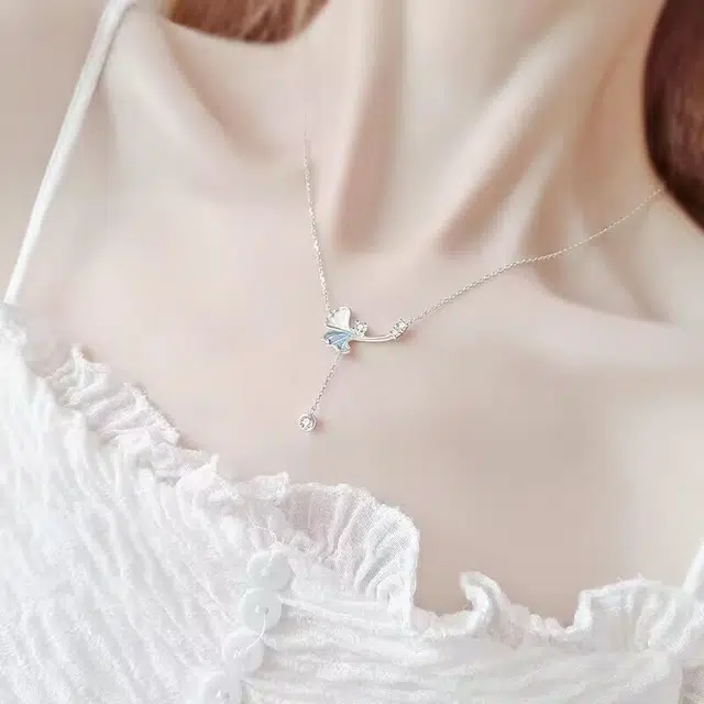 尚银福 银杏叶 新中式国潮流苏小幸运银杏叶轻奢高级感小清新设计感冷淡风优雅气质个性大气 合金 项链 女款