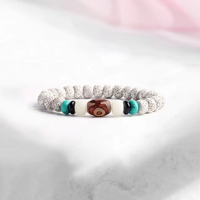 尚银福 三眼天珠 新中式 招财平安盘文玩念珠绕指柔串珠佛珠 菩提子/菩提籽 手串 男女同款情侣款