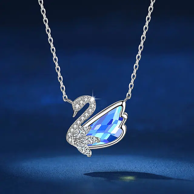 尚银福 极光小天鹅 极光梦幻天鹅之恋轻奢优雅梦幻仙气天鹅锁骨链可调节 合金 项链 女款