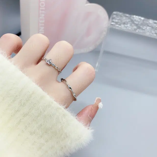 尚银福 精致唯美浪漫莫比乌斯系列 简约百搭轻奢小众高级感小众设计 甜美少女心氛围感对戒开口可调节 合金 戒指 男女同款情侣款