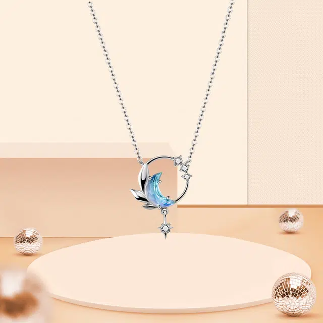 尚银福 月夜疏影 月落星河小众设计感星月锁骨链冷淡风高级轻奢 合金 项链 女款