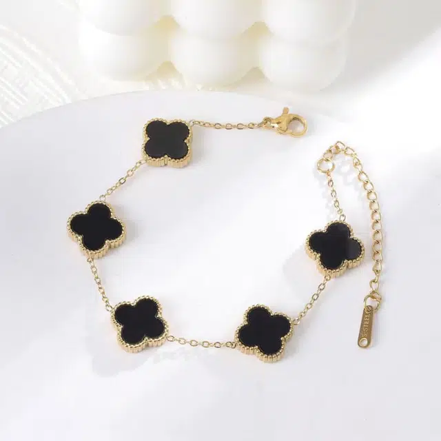 尚银福 幸运四叶草系列 小清新冷淡风 轻奢小众设计 合金 手链 女款