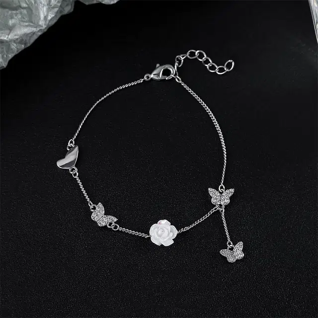 尚银福 梦幻蝴蝶系列 日韩甜美少女优雅气质叠戴 小众设计创意花卉森系套装系列精致轻奢高级感 好运 合金 项链 女款