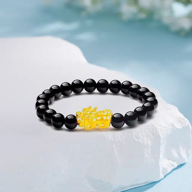 尚银福 单貔貅 国潮复古转运吉祥招财吞金兽金钱珠 琉璃 手串 女款