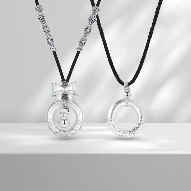 尚银福 蝴蝶结平安扣 在逃公主少女心锁骨链 祥云转运珠吊坠百搭手工编织绳 合金 项链 男女同款情侣款