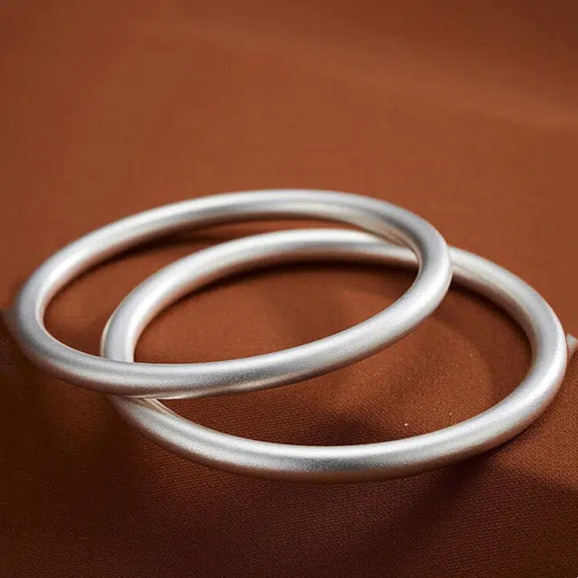 尚银福 古法素圈 新中式复古国潮风古典大气优雅气质温柔精致极简冷淡风小众设计传承实心素圈百搭手饰 合金 手镯 女款