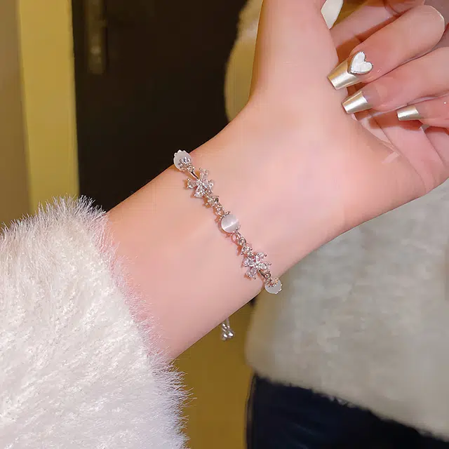 尚银福 璀璨四叶草系列 国潮新中式 时尚复古轻奢高级感 合金 手链 女款