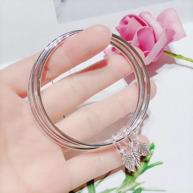 尚银福 三生三世 福牌枫叶莲蓬新中式复古国风精致简约铃铛 森系小清新气质优雅温柔百搭福牌手饰日常通勤百搭手饰 合金 手镯 女款