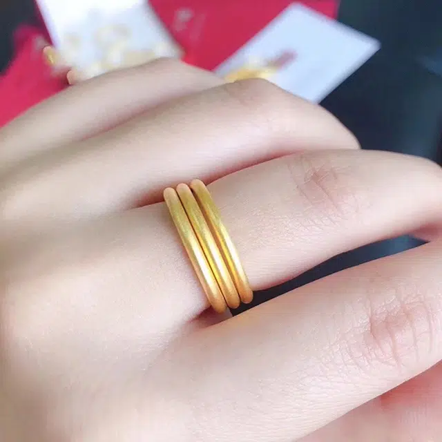 尚银福 三生三世 古法素圈戒 轻奢高级感优雅气质简约精致 小众设计感古法光面 合金 戒指 女款