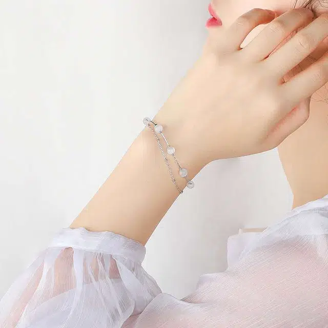 尚银福 星球双层 小众精美圆珠造型设计高级甜蜜饰爱 轻奢可调节简约通勤 合金 手链 女款