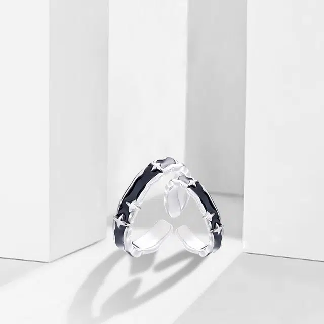 尚银福 满天星辰 简约时尚潮流星光点点甜蜜饰爱浪漫梦幻星河闪耀百搭开口可调节对戒 合金 戒指 女款