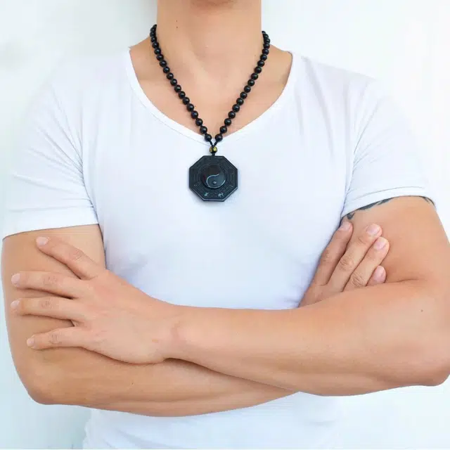 灵菲 新中式复古 黑曜石 玉石吊坠 男款 礼盒