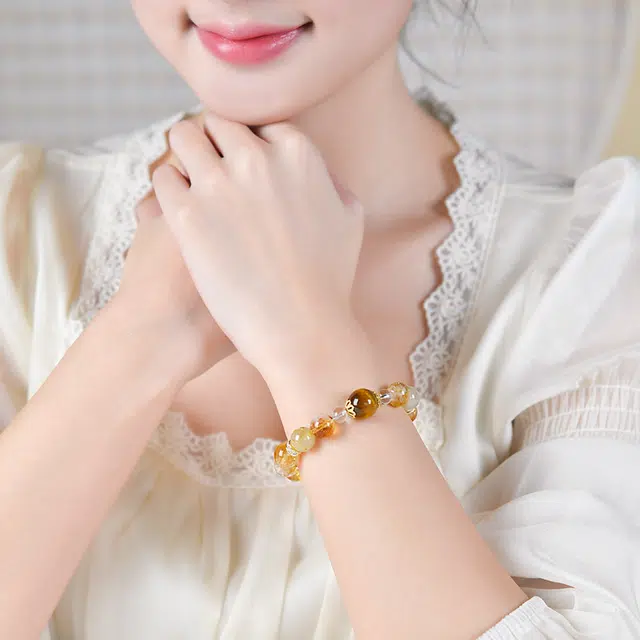 【匠心手作 夏日天光】 灵菲 金光璀璨招财转运转运珠 新中式小众设计百搭时尚高级感幸运#好运 黄水晶 手串 男女同款情侣款