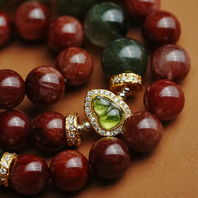 【匠心手作 赤碧辉映】 灵菲 招财转运好人缘新中式兔毛水晶葫芦转运珠手饰 轻奢小众高级感平安福禄#好运天然 红发晶 手串 女款