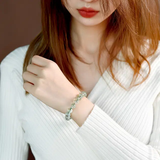 【匠心手作 聚宝盆】 灵菲 高透款精品级绿水晶 新中式招财进宝国风小众设计百搭转运珠 #好运财富礼盒天然 绿幽灵 手串 男女同款情侣款