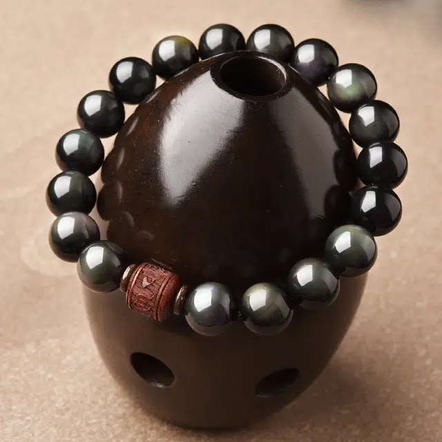 【六字箴言 消除负能】 灵菲 国潮转运幸运守护石 新中式国风百搭显气质 前途似锦事业运爆棚 #好运 黑曜石 手串 男女同款情侣款