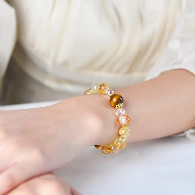 【匠心手作 夏日天光】 灵菲 金光璀璨招财转运转运珠 新中式小众设计百搭时尚高级感幸运#好运 黄水晶 手串 男女同款情侣款