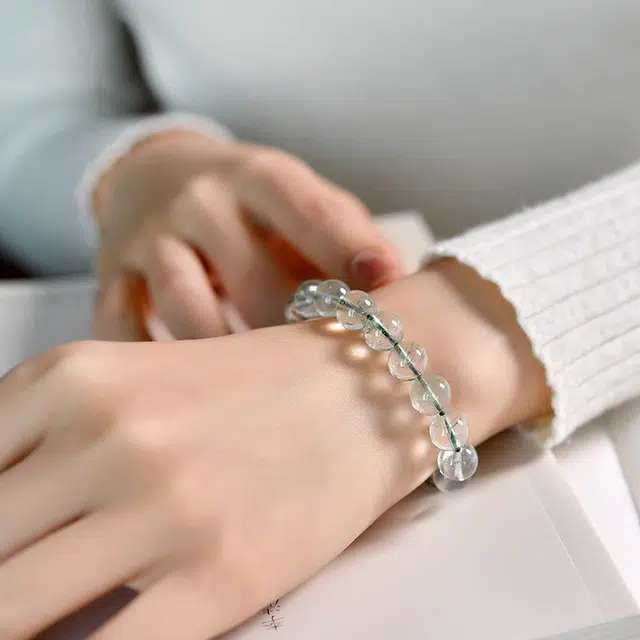 【匠心手作 聚宝盆】 灵菲 高透款精品级绿水晶 新中式招财进宝国风小众设计百搭转运珠 #好运财富礼盒天然 绿幽灵 手串 男女同款情侣款