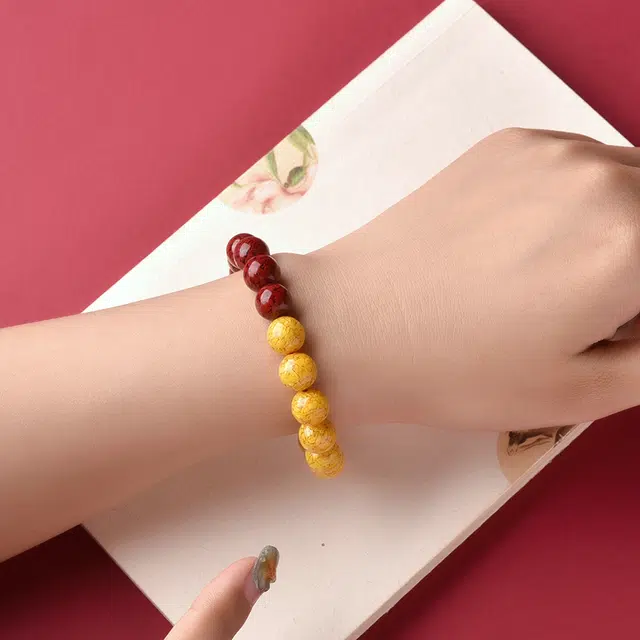 灵菲 真品高含量晶体砂 平安吉祥小众佛珠#好运 再造辰砂朱砂 手串 男女同款情侣款