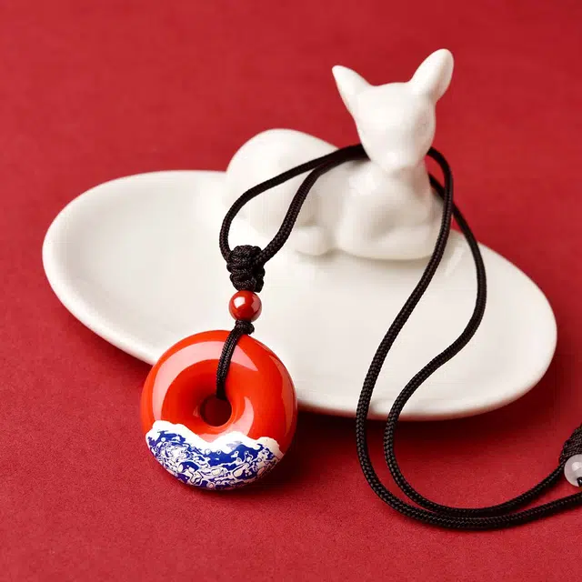 【非遗大漆】 灵菲 真品平安扣 高含量新中式招财转运小众轻奢 本命年生日送礼#好运 再造辰砂朱砂 吊坠 男女同款情侣款