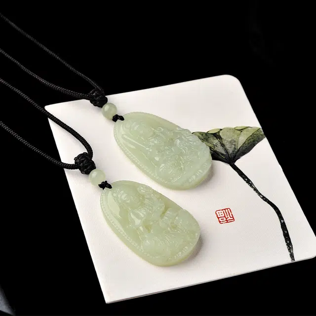 灵菲 本命佛 鼠生肖 千手观音菩萨 国潮新中式生肖佛 平安转运项链 和田玉 吊坠 男女同款情侣款 青白玉