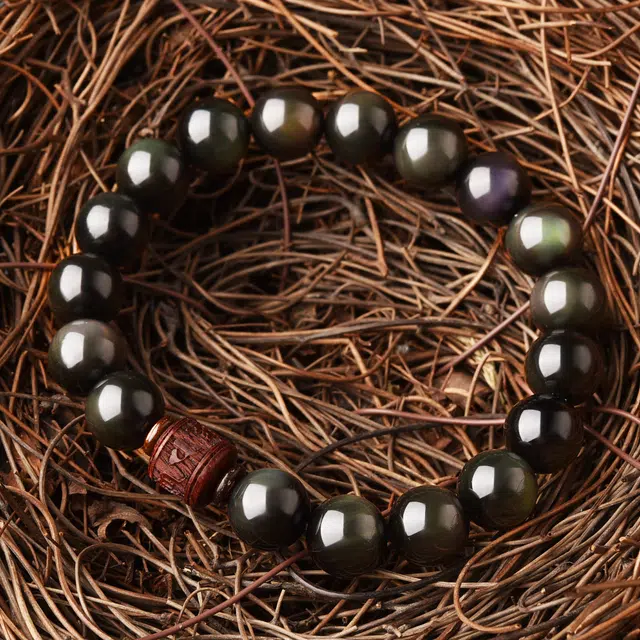 【六字箴言 消除负能】 灵菲 国潮转运幸运守护石 新中式国风百搭显气质 前途似锦事业运爆棚 #好运 黑曜石 手串 男女同款情侣款