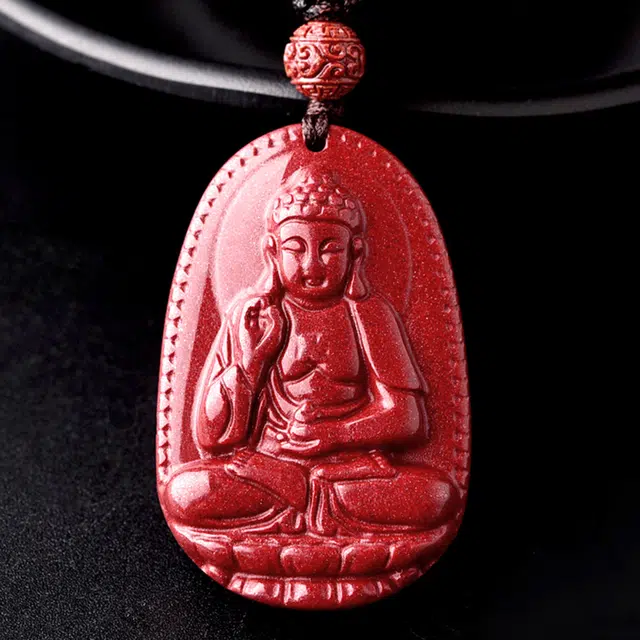 灵菲 阿弥陀佛 精品级本命佛 高含量紫金砂 新中式复古民族风项链  朱砂 玉石吊坠 男女同款情侣款 朱砂 礼物 送男女朋友妈妈 生日