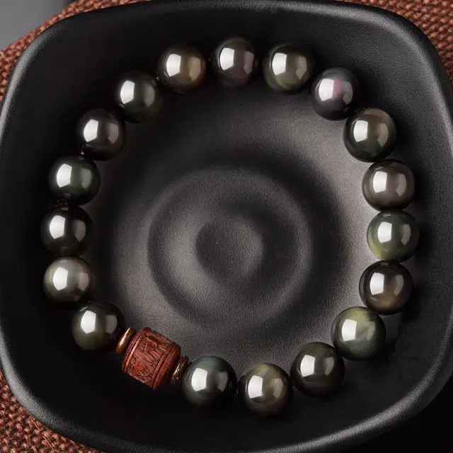 【六字箴言 消除负能】 灵菲 国潮转运幸运守护石 新中式国风百搭显气质 前途似锦事业运爆棚 #好运 黑曜石 手串 男女同款情侣款