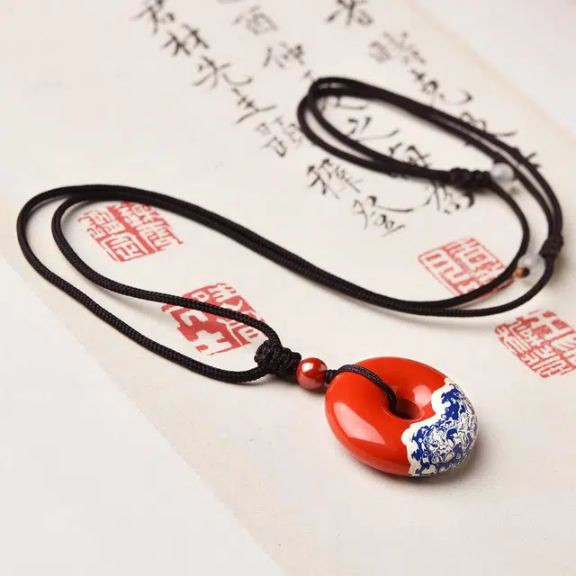 【非遗大漆】 灵菲 真品平安扣 高含量新中式招财转运小众轻奢 本命年生日送礼#好运 再造辰砂朱砂 吊坠 男女同款情侣款