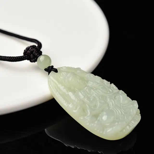 灵菲 本命佛 鼠生肖 千手观音菩萨 国潮新中式生肖佛 平安转运项链 和田玉 吊坠 男女同款情侣款 青白玉