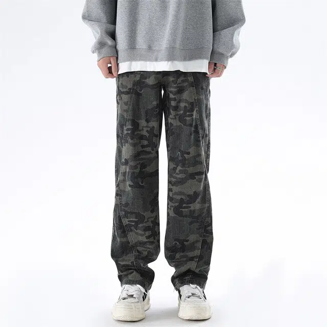 一碗士多 美式高街复古工装风舒适百搭长裤牛仔裤 男女同款