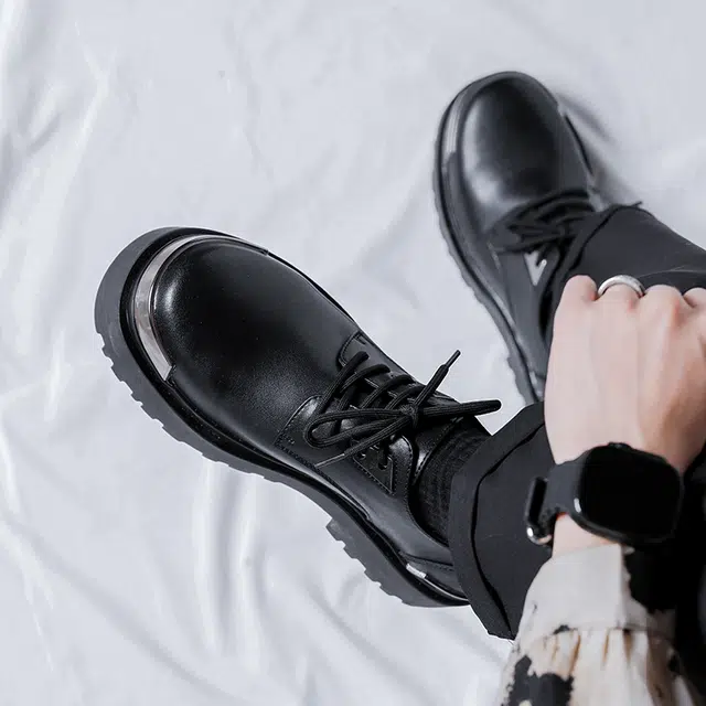 时尚德比鞋 厚底内增高复古百搭舒适英伦风休闲鞋 男士休闲 男女同款 经典黑色