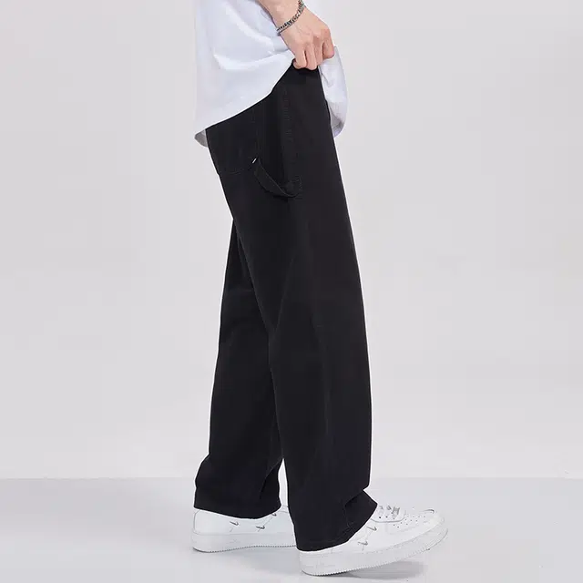美式复古宽松直筒经典潮牌痞帅百搭休闲长裤牛仔裤 男女同款