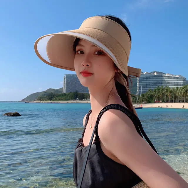 纳兰杜 防紫外线空顶帽高级感太阳帽遮阳骑行运动 草编 防晒帽 女款