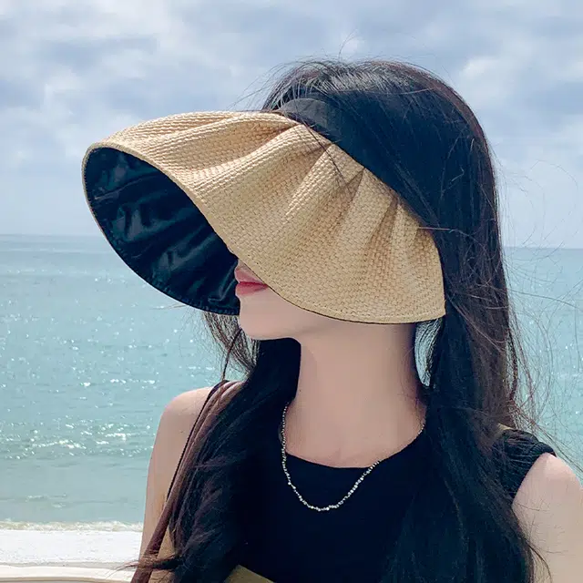 纳兰杜 韩版潮流显脸小休闲防紫外线空顶帽户外出行露营贝壳帽 织物 防晒帽 女款 多色