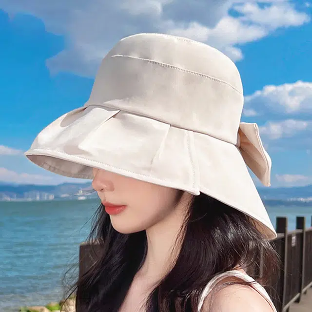 纳兰杜 高级感显脸小拍照穿搭可折叠 涤纶 防晒帽 女款 米色/卡其色/黑色/粉色