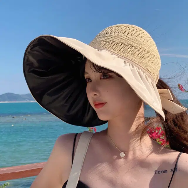 纳兰杜 遮阳帽防紫外线夏季旅游露营太阳帽 织物（涤纶） 防晒帽 女款 米色/卡其/黑色