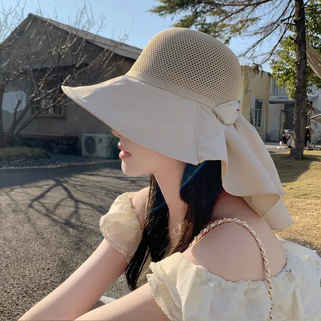 纳兰杜 防紫外线超大帽檐遮阳户外可折叠显脸小 聚酯纤维 防晒帽 女款