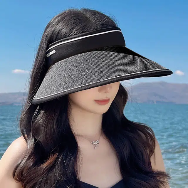 纳兰杜 太阳帽超大帽檐夏季遮阳显脸小户外沙滩高级感 织物 防晒帽 女款