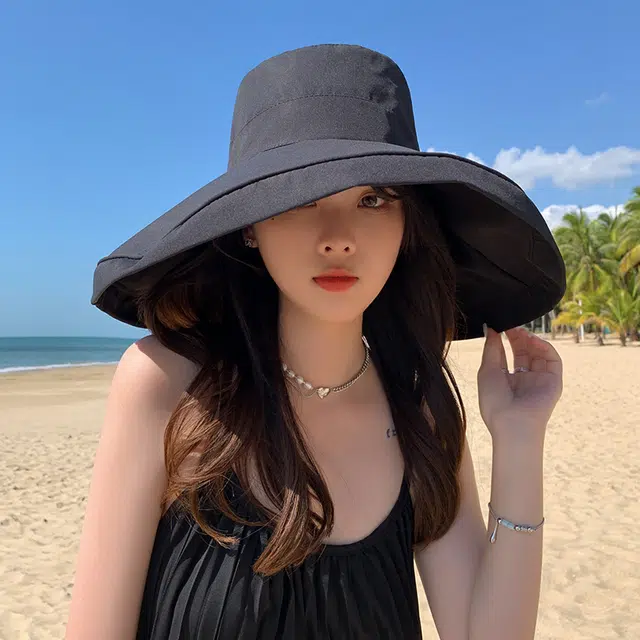 纳兰杜 太阳帽高级感出行旅游沙滩帽遮阳显脸小气质款 棉 防晒帽 女款
