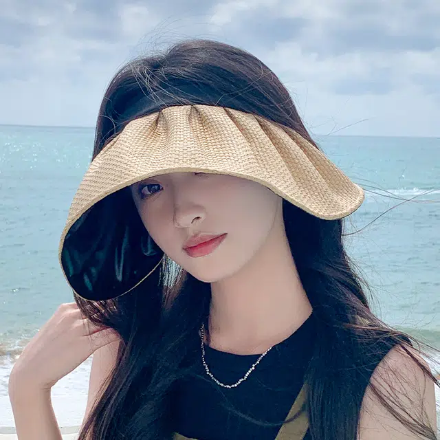 纳兰杜 韩版潮流显脸小休闲防紫外线空顶帽户外出行露营贝壳帽 织物 防晒帽 女款 多色