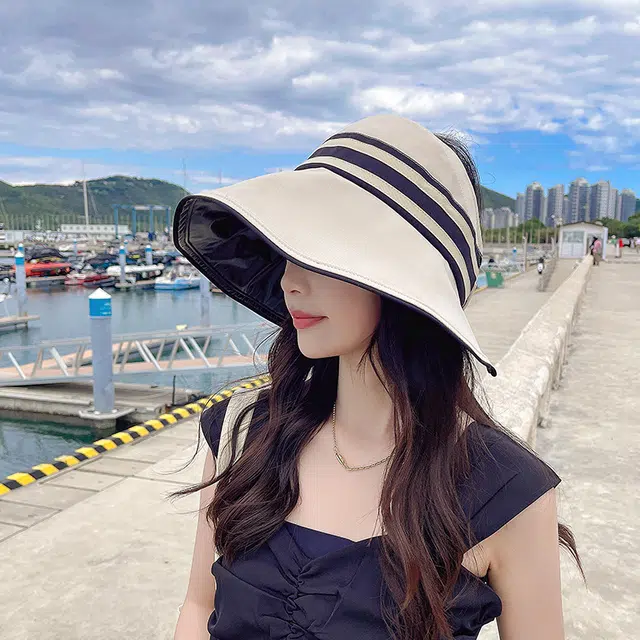 纳兰杜 韩版显脸小高级感休闲时尚沙滩遮阳超大 织物 防晒帽 女款