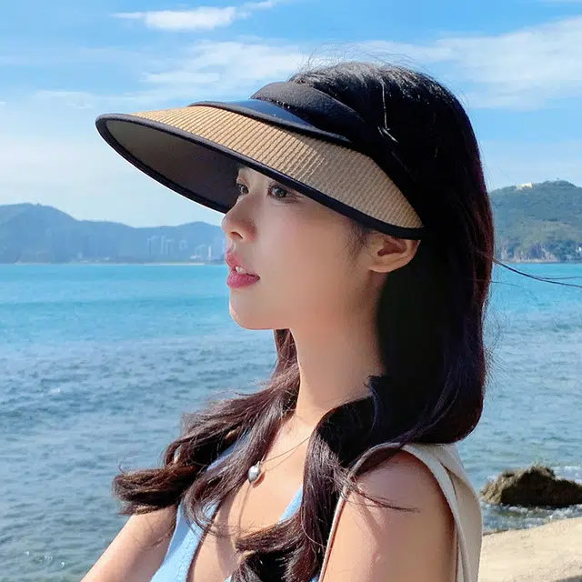 纳兰杜 个性潮流太阳帽休闲遮阳运动款透气户外骑行空顶帽 织物 防晒帽 女款 米色/卡其色/黑色/粉色