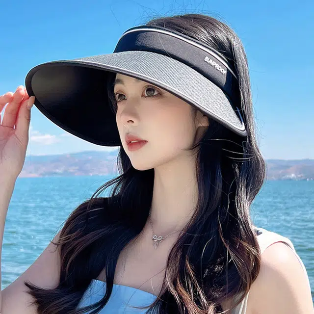 纳兰杜 太阳帽超大帽檐夏季遮阳显脸小户外沙滩高级感 织物 防晒帽 女款