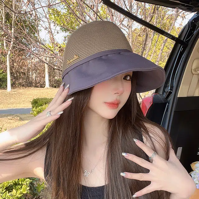 纳兰杜 防紫外线休闲出行显脸  韩版气质着 草编 防晒帽 女款