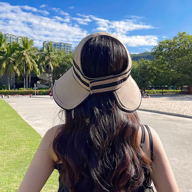 纳兰杜 韩版显脸小高级感休闲时尚沙滩遮阳超大 织物 防晒帽 女款