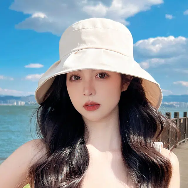 纳兰杜 高级感显脸小拍照穿搭可折叠 涤纶 防晒帽 女款 米色/卡其色/黑色/粉色