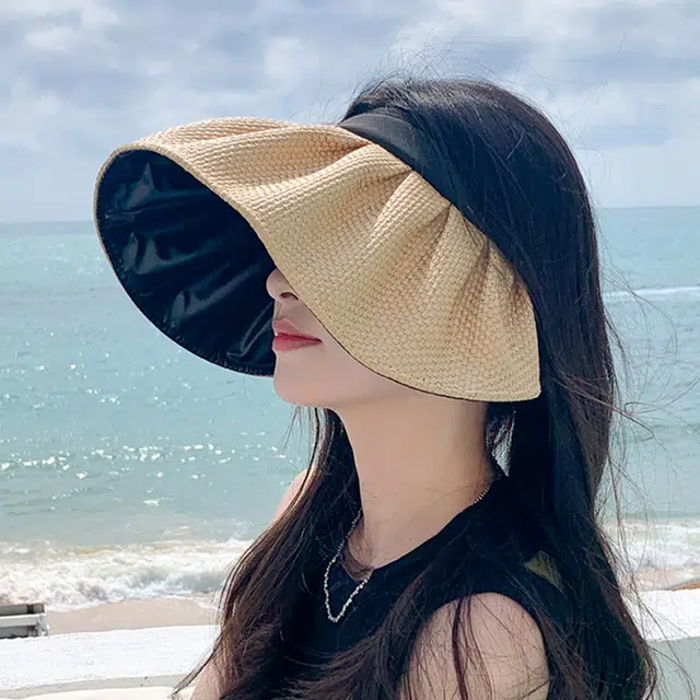 纳兰杜 韩版潮流显脸小休闲防紫外线空顶帽户外出行露营贝壳帽 织物 防晒帽 女款 多色