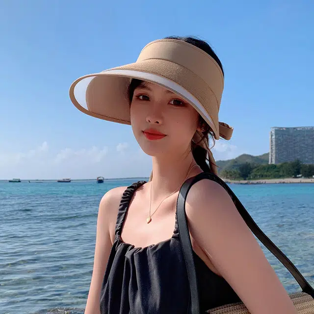 纳兰杜 防紫外线空顶帽高级感太阳帽遮阳骑行运动 草编 防晒帽 女款